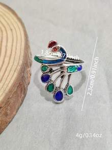 1pc Elegant Colorful Creative Peacock Ring, Suitable For Daily Wear, Gifts, Parties, Banquets, Vacations, Festivals, And Other Occasions - Peacock Ring - View 2