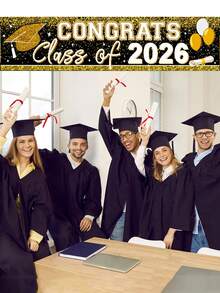 Striscione di congratulazioni per la laurea 2026; Grande striscione "Congratulazioni alla classe del 2026"; Celebra i risultati dei laureati; Adatto per forniture per feste di laurea 2026, decorazioni per feste di celebrazione, cartelli da giardino e decorazioni per vacanze - nero - Visualizzare 4