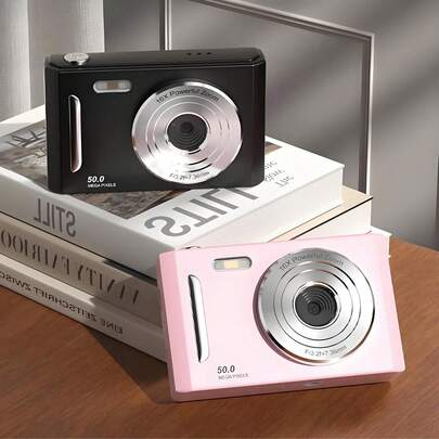 Cámara digital CCD para estudiantes, cámara de tarjeta retro con cámaras duales frontal y trasera, fotografía y video de alta definición, ideal para viajes, Navidad, Halloween, Acción de Gracias, regalos de cumpleaños [Incluye tarjeta de memoria de 64GB]