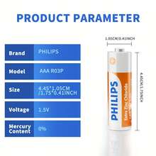 PHILIPS 40pcs AA, 40 Pcs AAA Carbon Batteries And 5 Pcs CR2032 Button Battery, 1.5V Long-Lasting Batteries, Suitable For Household And Office Equipment, With An Extended Shelf Life! - Xem 2