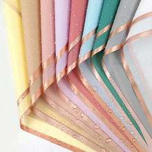 CASAMAX WL 20 piezas papel coreano. Papel para envolver flores, regalos o manualidades. Celofán con bordes dorados 57x57 cm. El color se envía al azar. - 20 Piezas - Ver 4