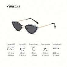 A Summer Essential, Stylish Cat-Eye  With Rhinestone Details,  Metal Frame Design, Protective, Perfect For The Beach, Vacations, Travel, And Cruises, High-Quality And Durable, Ideal For Women's Daily Wear, Street Photography, And As A Holiday Gift - Màu hồng chuyển sắc - Xem 6