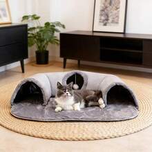 3-In-1 Cozy Cat Tunnel Bed - Play Mat And Warm Nest, Non-Slip Bottom, Suitable For Small To Medium Cats, Rabbits And Hamsters - Multicolor - View 1