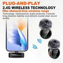 New Professional Wireless Lavalier Microphone, Magnetic Design Plug And Play, Battery Level Display, 3-In-1 Wireless Lavalier Microphone, 2-In-1 Wireless Lavalier Microphone, Equipped With Innovative Smart Noise Cancellation Feature - Suitable For Smartphones, Computers, Cameras - Ideal For Content Creation, Live Streaming, Podcasting And More - 查看 2