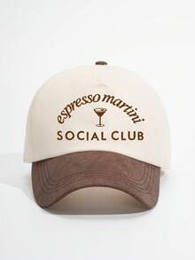 1pc Embroidered "ESPRESSO MARTINI" Colorblock Baseball Cap, Adjustable, Sun Protection, Casual, Versatile, Suitable For Spring/Autumn Travel, Fashionable, Sunshade, Youth, Y2K Style - Baseball Cap - View 27