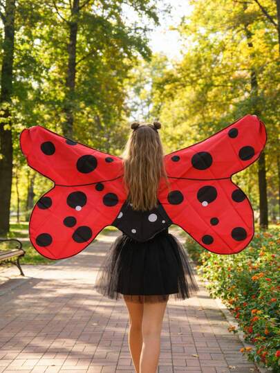 Ladybug Pattern Faux Butterfly Wings Backpack Accessory, Mori Style Insect Wings Costume Decor For Holiday Party, Cosplay, Birthday Party Performance