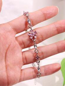 1 pieza Pulsera de Sakura rosa dulce y de moda con diamante de imitación, adecuada para uso diario, festivales y fiestas de mujeres - Multicolor - Ver 3