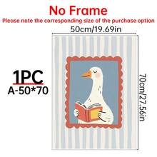 1pc Silly Goose Reading Book Nursery Canvas Wall Art,Baby Room Decoration, Poster Blue Cute Funny Animal Boho Wall Art Print Minimalist Kids Posters For Room, Nursery Decor, Room Decor Painting For Playroom,Living Room,Bedroom,Modern Home Decoration, Home Decor,Room Decor Aesthetic, Wall Decor, Bedroom Decor,Optional Frame. - Multicolor - View 15