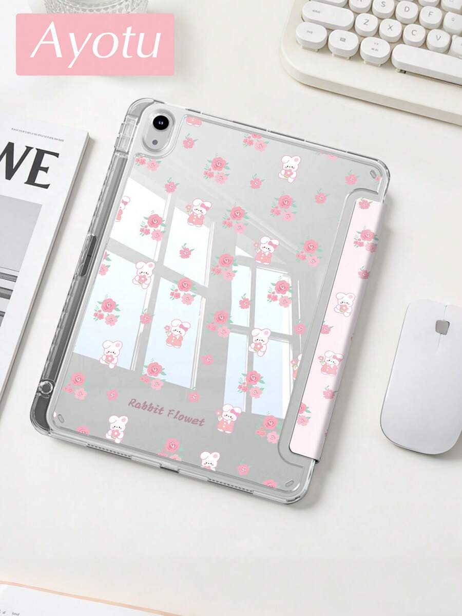Ayotu Họa tiết hoa hồng, hình thỏ hoạt hình dễ thương, ốp lưng dạng gập hình chữ Y, tương thích với iPad Kindle Paperwhite (thế hệ thứ 12, ra mắt năm 2024), quà tặng cá nhân hóa, quà tặng ngày Valentine. - Nhiều màu - Xem 1