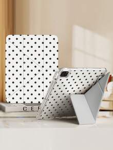 Polka Dot A Cute Cartoon Polka Dot Dual-Sided Acrylic Transparent Crystal Back Cover, Shock-Proof, Compatible With Ipad 7th, 8th, 10th Generation (10.2 Inch), Built-In Pencil Slot, Support Sleep/Wake Function, Ideal Gift Choice - Multicolor - View 2