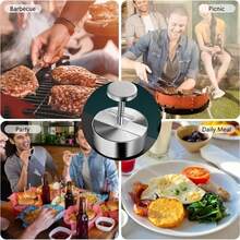 SOKANY 11厘米大号汉堡肉饼制作器，可调节汉堡压模，304不锈钢不粘汉堡压模，适用于牛肉、汉堡以及烹饪、烧烤和自制汉堡，理想的厨房工具 - 查看 8