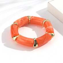 1 chiếc vòng tay co giãn dạng ống cong bằng acrylic thời trang phong cách Bohemian, phù hợp cho nữ giới đeo hàng ngày và trong các dịp lễ hội, quà tặng trang sức. - hình học - Xem 26