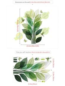 2pcs Removable Wall Stickers With Plant Leaf Patterns, Decorative Wall Art For Bedroom, Living Room - 69276-jingqi - View 3