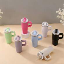Stainless Steel Thermal Bottle With Straw 420ml - Hot Pink - View 2