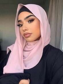 1pc Ladies Solid Color Chiffon Faux Pearl Decor Soft Hijab Scarf, Suitable For Daily Wear Abaya Accessories Women Veil - 綠色 - 查看 3