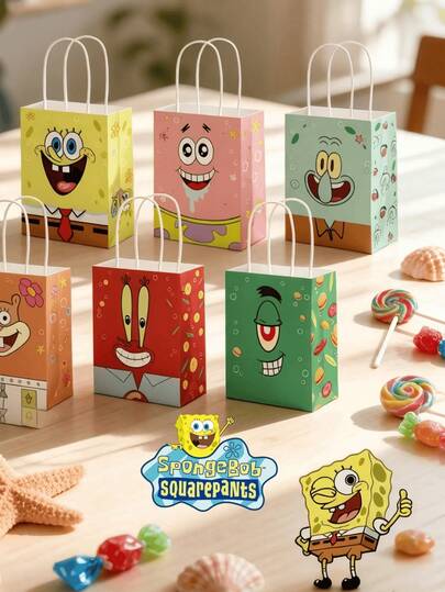  Bộ 12 túi quà bằng giấy Kraft hình SpongeBob SquarePants, nhiều kích cỡ, dung tích lớn, có thể dùng ngẫu nhiên để đựng quà tặng, hàng hóa, kinh doanh, mua sắm, bán lẻ, tổ chức sinh nhật, quà tặng ngày Valentine, trang trí quanh năm, với hình ảnh các nhân vật nổi tiếng như SpongeBob SquarePants, Patrick Star, Squidward, Sandy, Plankton, Mr. Krabs. Hoàn hảo làm quà tặng mùa lễ hội cho bạn bè.