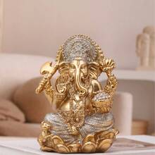 1pc Resin Elephant Statue Home Decor, Decorative Ornament, Scene Decoration - Buddha Statue - View 3