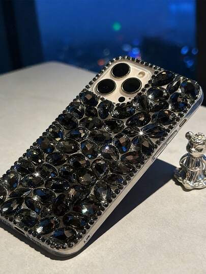 Funda de teléfono móvil compatible con Apple 17promax con diamantes de lujo, funda protectora Apple 16 con diamantes completos, moda 13 a prueba de golpes 15