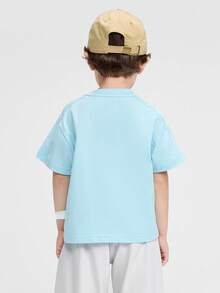 Balabala Kids' Unisex Summer Short Sleeve T-Shirt With Crossbody Pouch Detail; Toddler Boys Girls Casual Top New Style - Ice Blue - View 3