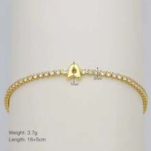 1条18K镀金手链，经典白色锆石A-Z字母链手链，女士礼物 - 金色 - 查看 11