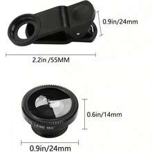 三合一全新手机外置镜头，包含180°鱼眼镜头、0.65倍广角镜头和10倍微距镜头，小巧易安装，提升手机摄影体验，适用于风景、微距和创意拍摄。 - 手機輔助攝影鏡頭 - 查看 5