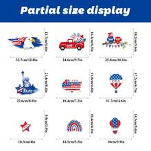 1 Set Of 9 Pcs Independence Day Themed Window Stickers, Includes Car, Hot Air Balloon, Statue Of Liberty Patterns, July 4th Window Decor, Removable Static Cling Glass Stickers, Suitable For Bedroom, Living Room, Balcony And Display Window Decoration - Independence Day - View 3