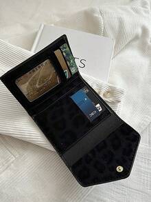 1pc Leopard Print PU Leather Compact Bifold Wallet, Suitable For Women Daily Use And Gift - Multicolor - View 9