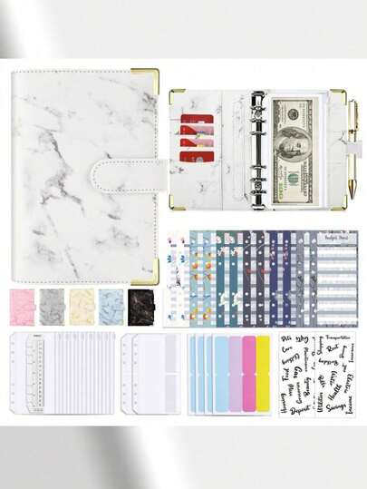A6 Budget Binder with Zipper and Cash Envelopes, Monthly Budget, Remind, Budget Sheet, Category Stickers, Money Organizer for Cash and Card for Home Office School