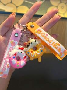 1pc Cute Animal Donut Keychains - Perfect For Bags, Car Keys And Party Gifts | Silicone Material, Ideal Birthday And Party Gifts Favors - Multicolor - View 5