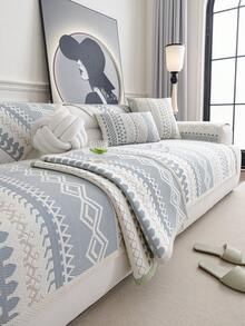 1件装新款波西米亚风夏季冰丝凉感面料沙发垫，宠物防抓，防滑垫，可机洗，四季通用沙发套 - 多色 - 查看 4