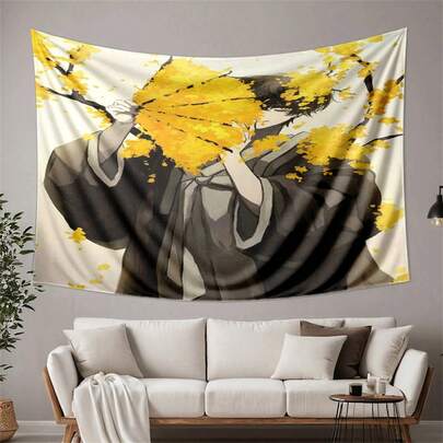 1 pieza Tapiz con estampado digital de estilo de dibujos animados de Yi Sang - Adecuado para dormitorio, sala de estar, dormitorio universitario, fondo de fiesta - No se necesita electricidad, decoración de baño, decoración de dormitorio, impresión de alta calidad, estudiantes universitarios, tapiz