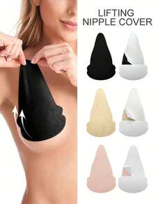 Bộ 10 miếng che đầu ti dùng một lần không dệt, hình quả bầu đen | Không dây đeo, tự dính, thân thiện với da, vô hình, thoải mái, chống chảy xệ, chống nhô ra - Nhiều màu - Xem 1