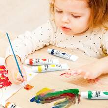 丙烯颜料套装，12瓶装，每瓶12毫升，适用于画布、木材、织物、皮革、纸板、纸张、中密度纤维板及其他工艺品。 - 彩色 - 查看 10