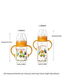 1pc PPSU Self-Flowing Straw Baby Bottle With Handle, Anti-Colic Design, 5cm Diameter 360° Gravity Ball, 180ml/240ml, Suitable For Infant & Toddler Daily Feeding - Multicolor - View 2