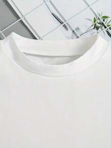 Camiseta para niña con estampados de gatos, estrellas y guitarras. Prenda informal de cuello redondo y manga corta. Tejido 100 % algodón con motivos de dibujos animados. Ideal para primavera y verano - Blanco - Ver 2