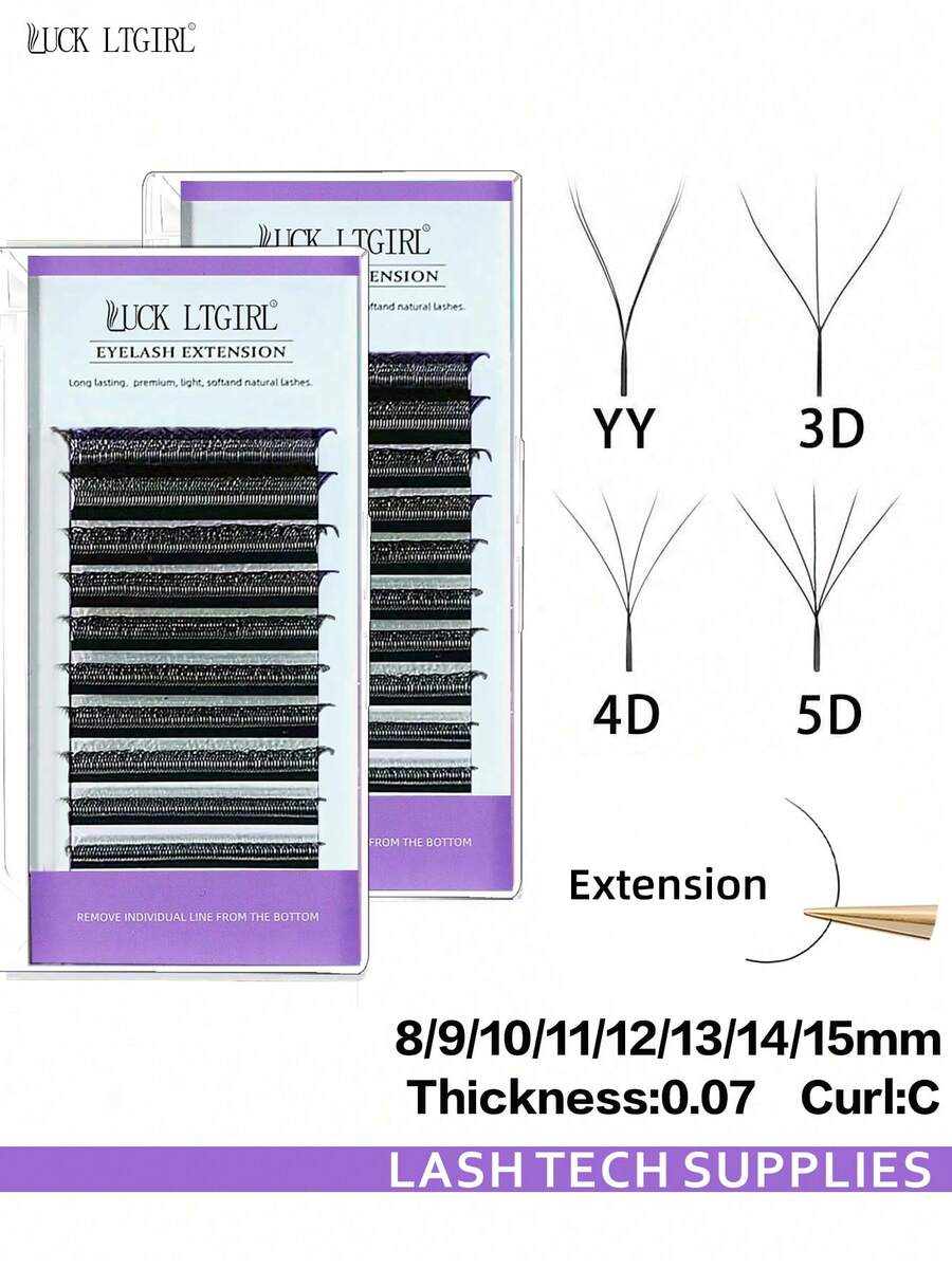 10排C型卷翘YY/3D/4D/5D单根嫁接睫毛，自然柔和轻盈，DIY簇状嫁接，可重复使用，纤细蓬松，纤长浓密，专业沙龙级家用嫁接睫毛，适合日常派对妆容。