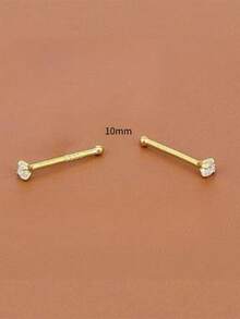 2 chiếc/1 chiếc khuyên mũi bạc 925 Sterling Silver đính đá Cubic Zirconia cổ điển (2-10mm) không gây dị ứng, bạc nguyên chất, phù hợp cho cả nam và nữ, khuyên mũi đá lớn, trang sức xỏ mũi đơn giản làm thủ công. - Vàng - Xem 18