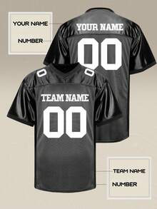 Custom Men's Football Jersey: Professional Team Building Sports Top, Mesh Fabric With Personalized Company Logo & Name Printing. - Black - View 2