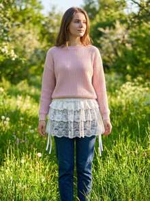 Women's Sweet Mesh Lace Mid-Length Dress, Layered Skirt For Spring & Summer, Anti-Flashing Concealed Thigh Mini Skirt - Multicolor - View 3