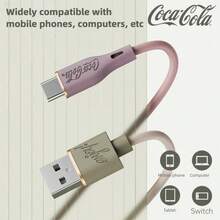 Coca-Cola 可口可乐 C-1 USB C 转 C 快充线，60W 高速充电线，内置智能芯片，防漏设计，兼容笔记本电脑、平板电脑、手机、Switch 等设备。 - 粉色 - 查看 6