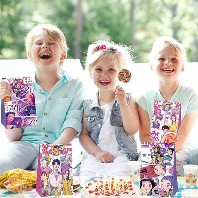 Bộ 12 món/bộ đồ dùng tiệc chủ đề nhóm nhạc nữ Hàn Quốc mới năm 2026, túi đựng kẹo, túi quà, túi giấy | Quà tặng sinh nhật, túi quà và sticker, túi quà tặng cho bé gái, túi quà lưu niệm bất ngờ, đồ dùng học sinh giá cả phải chăng