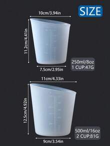 硅胶量杯，可重复使用的硅胶搅拌倾倒量杯，250毫升/500毫升，熔化搅拌挤压倾倒量杯，易于清洁，适用于模具、珠宝、蜡烛制作 - 多色 - 查看 4