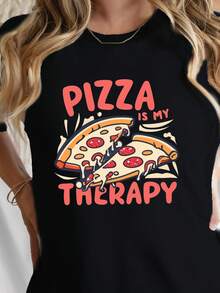 2026 K3 La pizza es mi elemento de alivio del estrés. Camiseta de mujer de algodón G500L, ajuste cómodo, camiseta minimalista vintage Y2K - Blanco - Ver 7