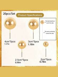 20pcs Colorful Foam Balls Cake Decorations, DIY Foam Cake Balls Baking Decor, Suitable For Birthday, Wedding, Bachelor Party, Christening, Gender Reveal Party, Retirement Party, Theme Party, Baby Shower Cake Decor. (Handmade, May Have Flaws, Please Do Not Purchase If You Mind. Please Cover With A White Tube Before Use. The Ball Surface Should Not Directly Contact The Cake.) - Multiple Styles - View 10