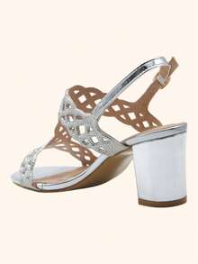 Ausgeschnittene High Heels Stilvolle Sandalen Sommer Sandalen für Frauen - Silber - Übersicht 2
