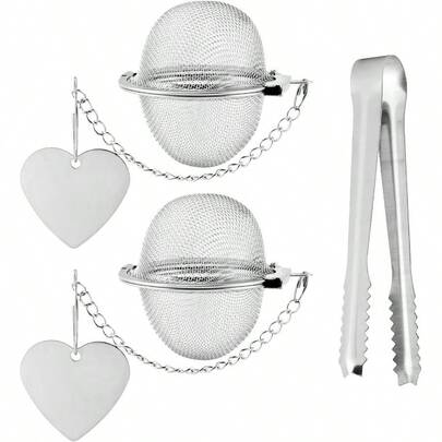 2pack Tea Infuser Loose Leaf Tea, With Heart Charms And Scoop Clip - Stainless Steel Teas Strainers, Fine Mesh Teas Te A Infusers Loose Te A(COLOR: Silver)