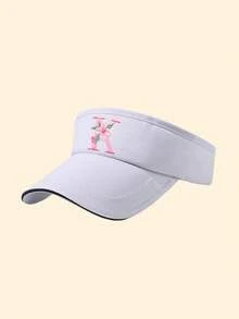 1pc Kids White A-Z Letter Brim Sun Hat, 1pc Adjustable Kids UV Protection Sports Sun Hat, Breathable Golf Tennis Running Cap - White - View 7