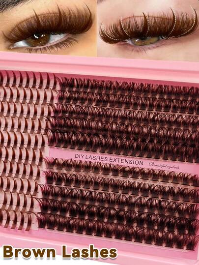 Rikuaild 280/300 pestañas postizas marrones esponjosas, gruesas y suaves, para crear un maquillaje dramático, realzar la belleza y adecuadas para uso diario, regalo para mujeres y niñas