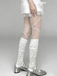 1 Pair Thin Polka Dot Knee High Socks, Breathable Summer Socks, Style Sweet Girl Leg Warmers - Multicolor - View 9