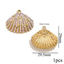 1件不锈钢时尚百搭贝壳吊坠项链耳环DIY首饰制作套装，适合女性日常佩戴 - 吊墜 - 查看 8